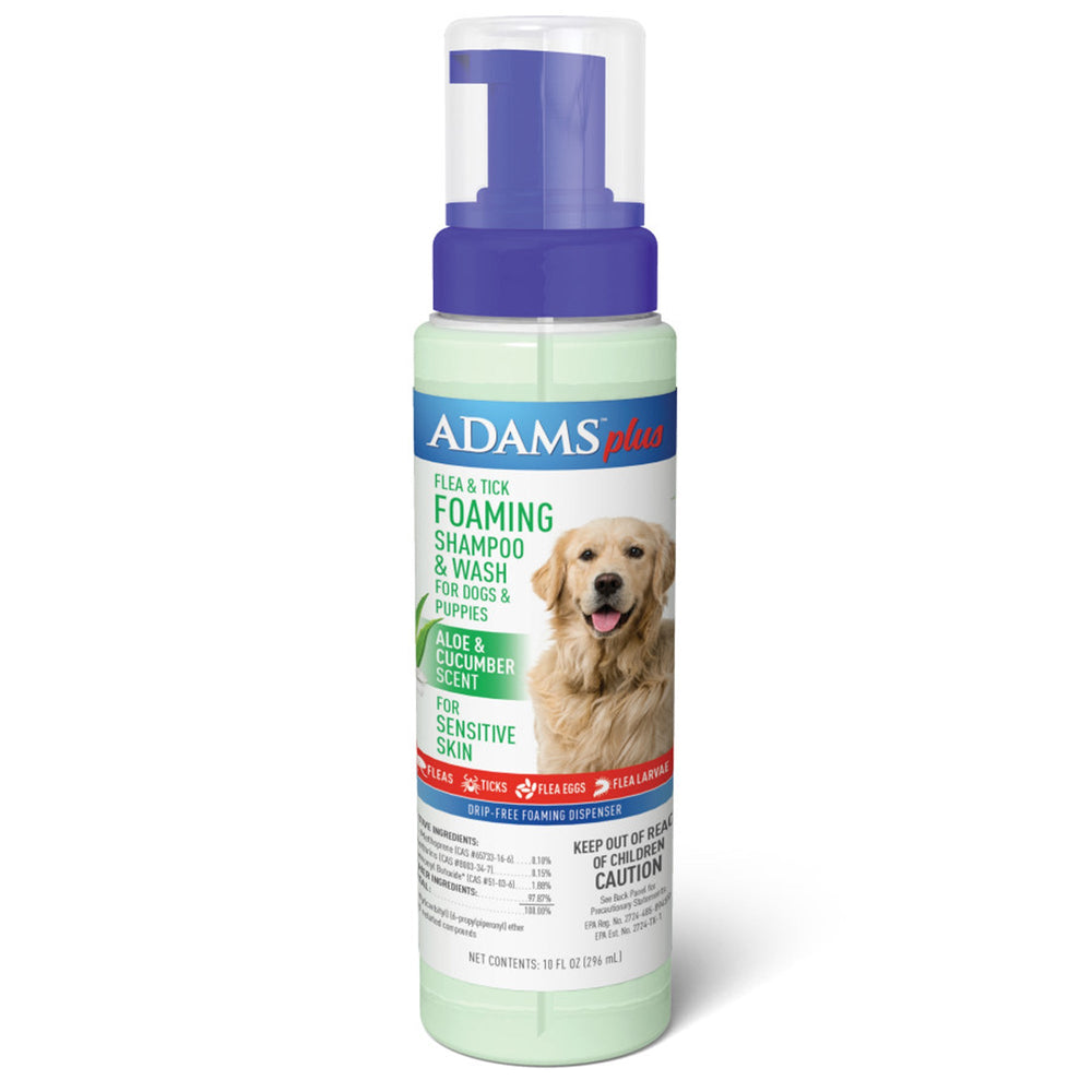 Adams Plus Flea & Tick Foaming Shampoo & Wash for Dogs & Puppies 1ea/10 oz.