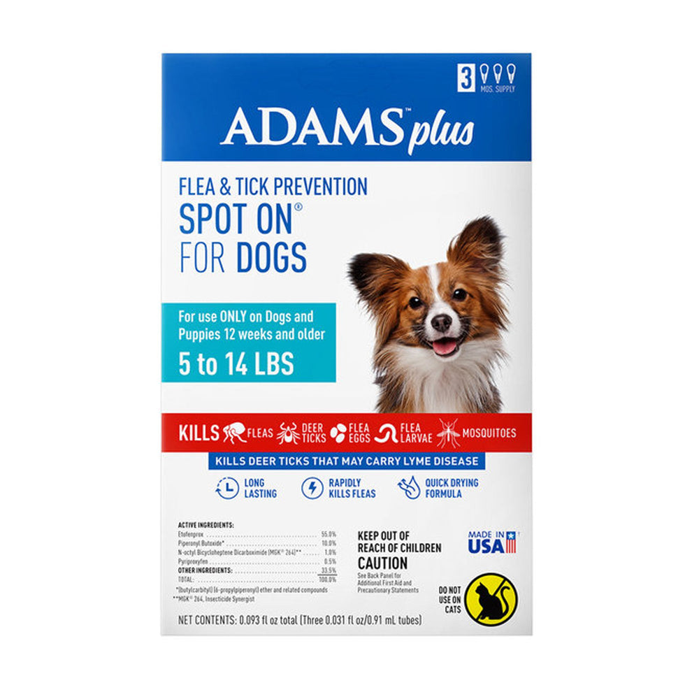 Adams Plus Flea & Tick Prevention Spot On for Dogs 3 month supply Clear 1ea/SMall Dog 5 To 14 lb