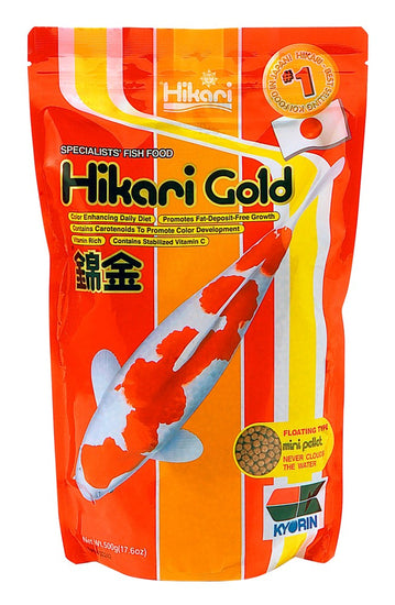 Hikari USA Gold Color Enhancing Pellet Fish Food for Koi and Pond Fishes 1ea/176 oz, Mini for your Pet Fish with Pet Store X!