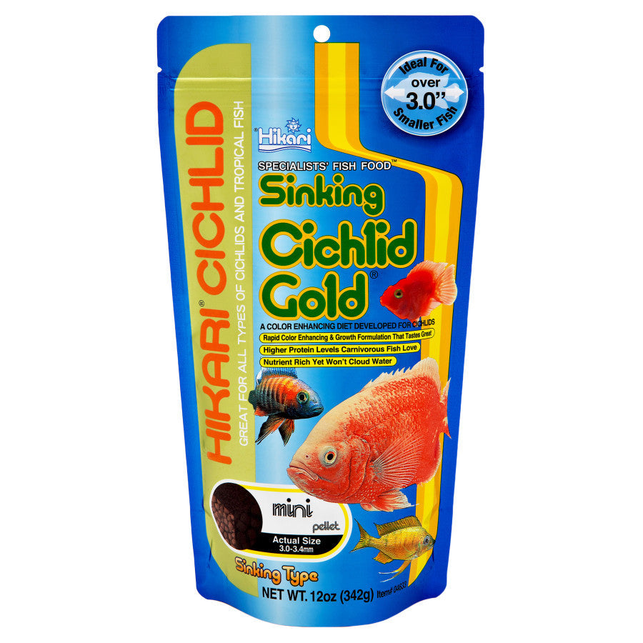 Hikari USA Cichlid Gold Sinking Pellets Fish Food 1ea/12 oz, Mini for your Pet Fish.