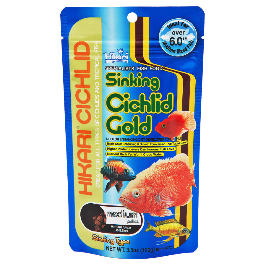 Hikari USA Cichlid Gold Sinking Pellets Fish Food 1ea/3.5 oz, MD for your Pet Fish.