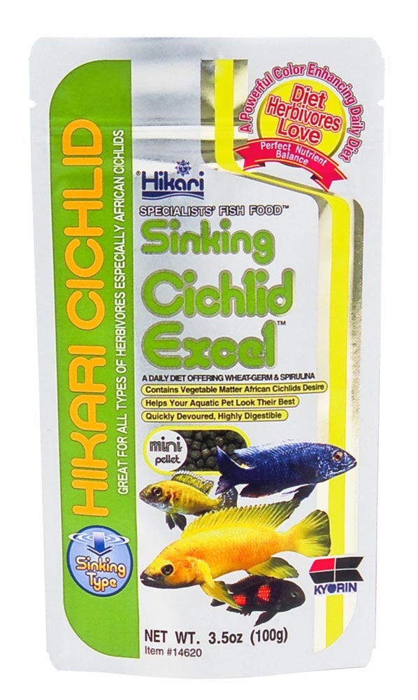 Hikari USA Cichlid Excel Sinking Pellets Fish Food 1ea/3.5 oz, Mini for your Pet Fish.