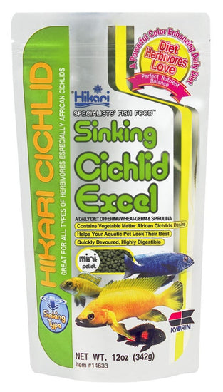 Hikari USA Cichlid Excel Sinking Pellets Fish Food 1ea/12 oz, Mini for your Pet Fish with Pet Store X!