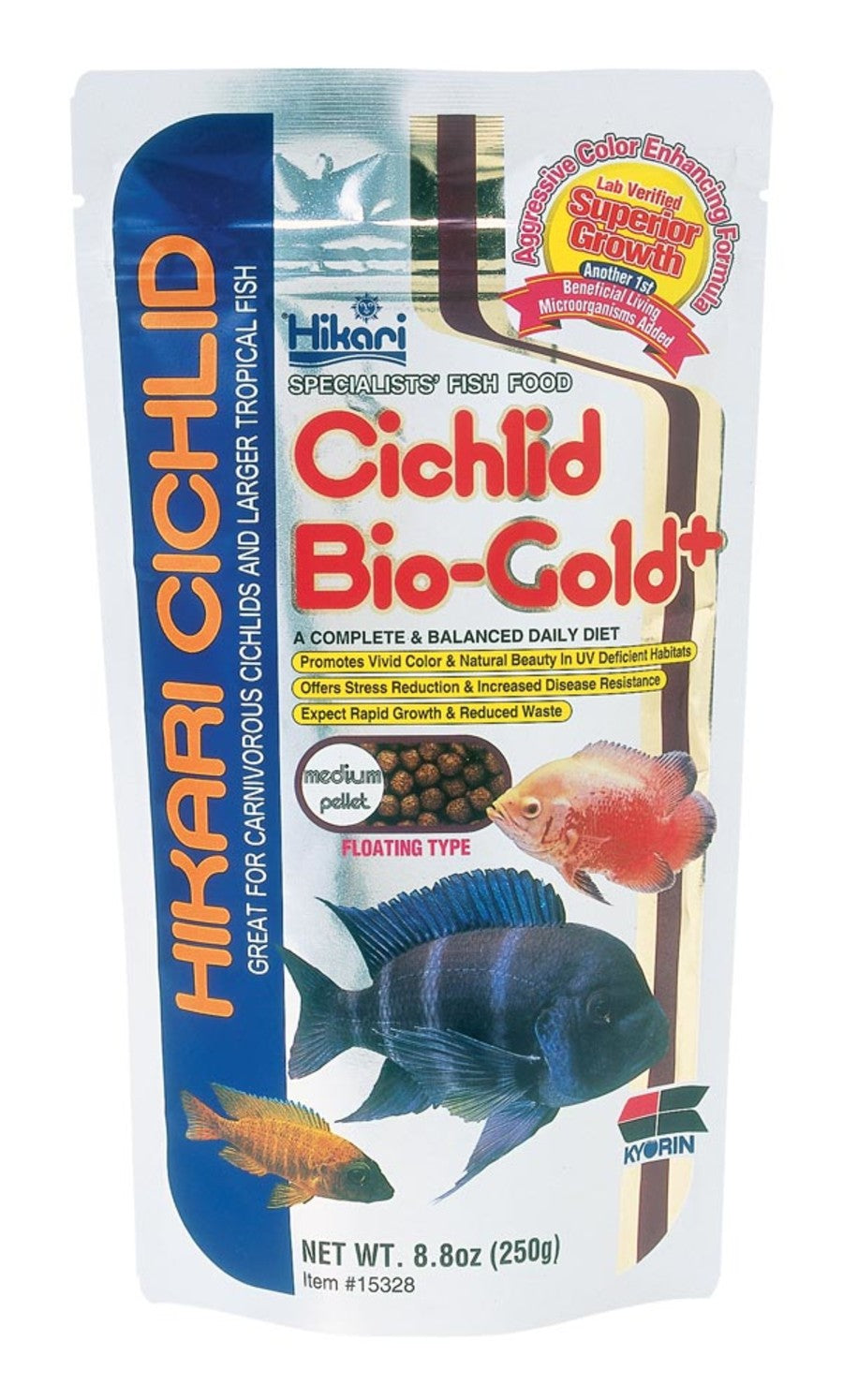 Hikari USA Cichlid BioGold+ Pellet Fish Food 1ea/8.8 oz, MD