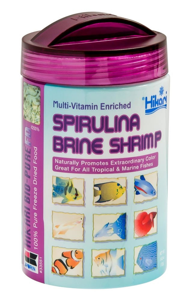 Hikari USA Bio-Pure Spirulina Brine Shrimp Freeze Dried Fish Food 1ea/0.42 oz for your Pet Fish.