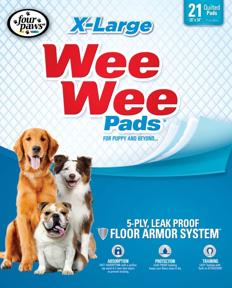 Four Paws Four Paws Wee-Wee Superior Performance X-Large Dog Pee Pads 21 Count 1ea/XL 28 in X 34 in for your Pet Dog with Pet Store X.