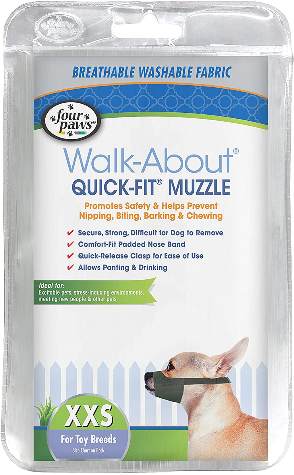 Four Paws Walk-About Quick-Fit Dog Muzzle 1ea/0-XXS