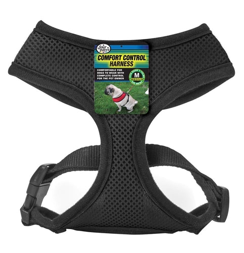 Four Paws Comfort Control Dog Harness Black 1ea/Medium for your Pet Dog with Pet Store X.