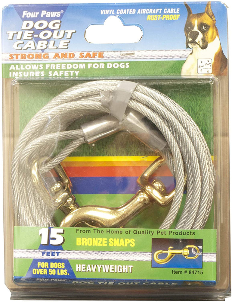 Four Paws Heavy Weight Dog Tie Out Cable Silver 1ea/15 ft for your Pet Dog with Pet Store X.