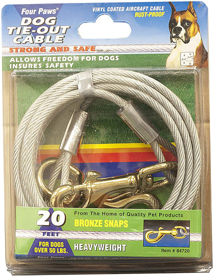 Four Paws Heavy Weight Dog Tie Out Cable Silver 1ea/20 ft for your Pet Dog with Pet Store X.