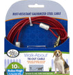 Four Paws Medium Weight Dog Tie Out Cable Red 1ea/10 ft for your Pet Dog with Pet Store X.