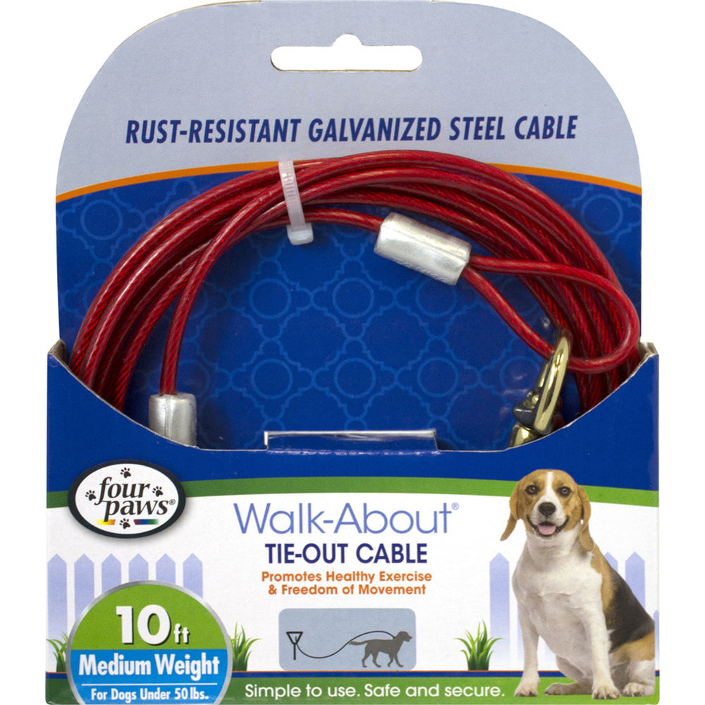 Four Paws Medium Weight Dog Tie Out Cable Red 1ea/10 ft for your Pet Dog with Pet Store X.