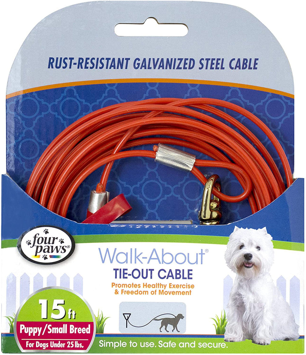 Four Paws Medium Weight Dog Tie Out Cable Red 1ea/15 ft for your Pet Dog with Pet Store X.