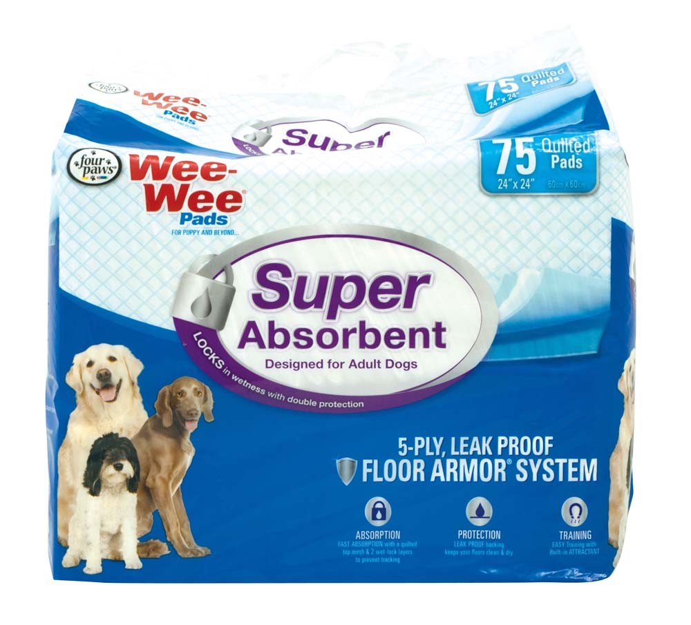 Four Paws Four Paws Wee-Wee Super Absorbent Pads for Dogs Super Absorbent 1ea/75 ct for your Pet Dog with Pet Store X.