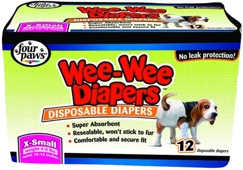 Four Paws Wee-Wee Disposable Dog Diapers Diaper 1ea/XS (12 ct) for your Pet Dog with Pet Store X.