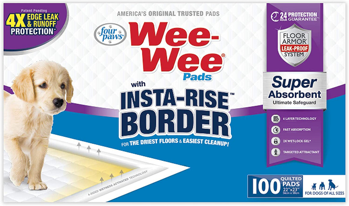 Four Paws Four Paws Wee-Wee Super Absorbent Dog Pee Pads with Insta-Rise® Border 1ea/10 ct for your Pet Dog with Pet Store X.