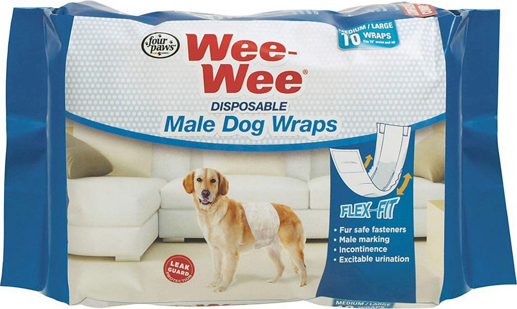 Four Paws Wee-Wee Disposable Male Dog Wraps Male Wraps 1ea/Medium/Large (36 ct) for your Pet Dog with Pet Store X.