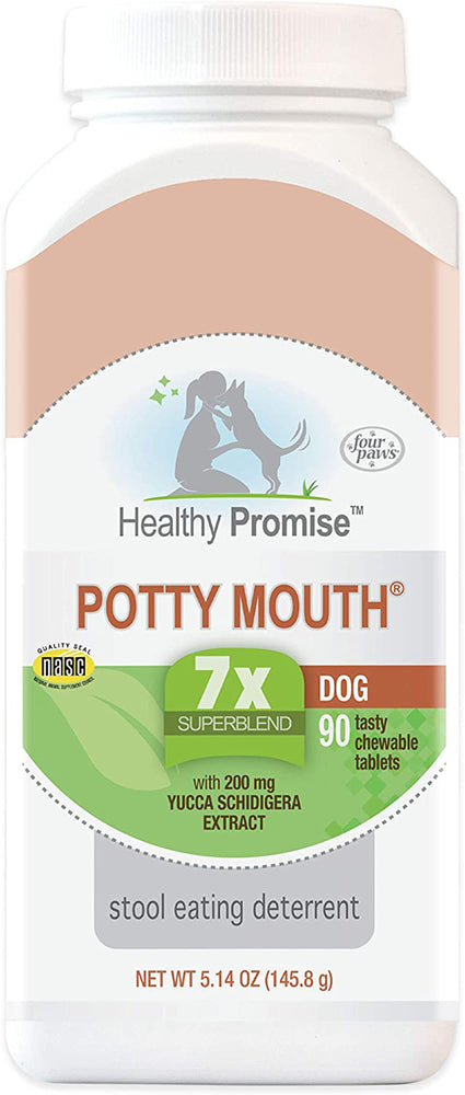 Four Paws Healthy Promise Potty Mouth Tablets - Coprophagia Stool Eating Deterrent for Dogs Potty Mouth 1ea/90 ct