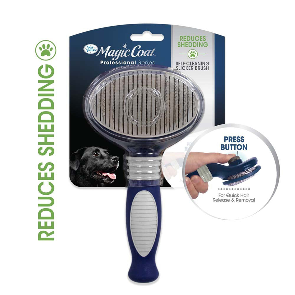 Four Paws Magic Coat Professional Series Self-Cleaning Slicker Brush Self-Cleaning Brush 1ea/One Size for your Pet Dog with Pet Store X.