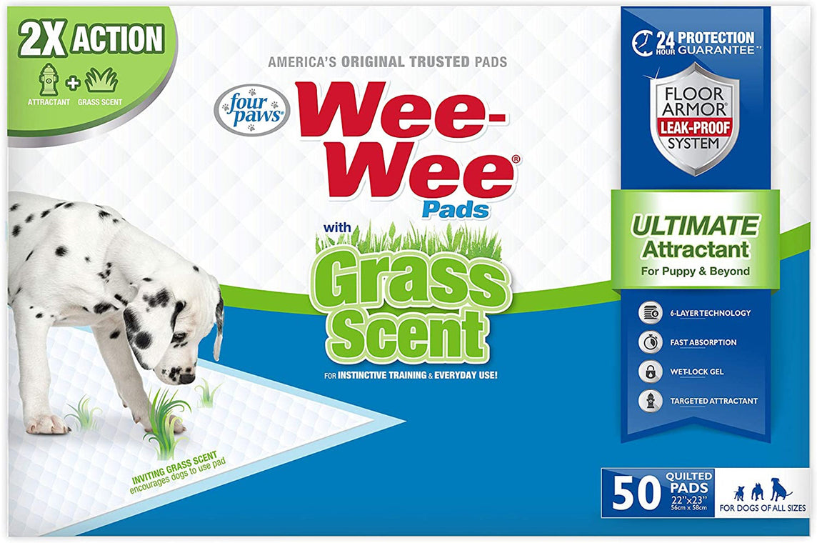 Four Paws Four Paws Wee-Wee Ultimate Attractant Dog Pee Pads with Grass Scent Grass Scented 1ea/50 ct for your Pet Dog with Pet Store X.