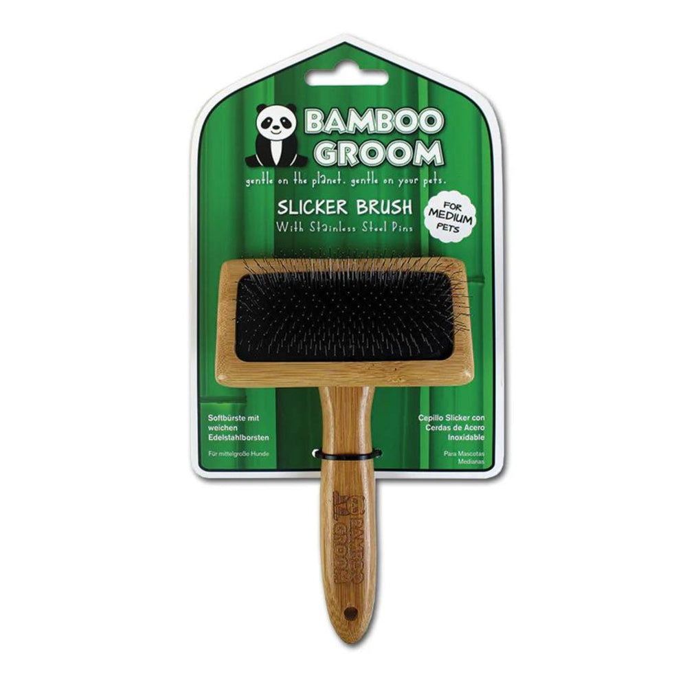 Bamboo Groom Slicker Brush Medium for your Pet Dog with Pet Store X.