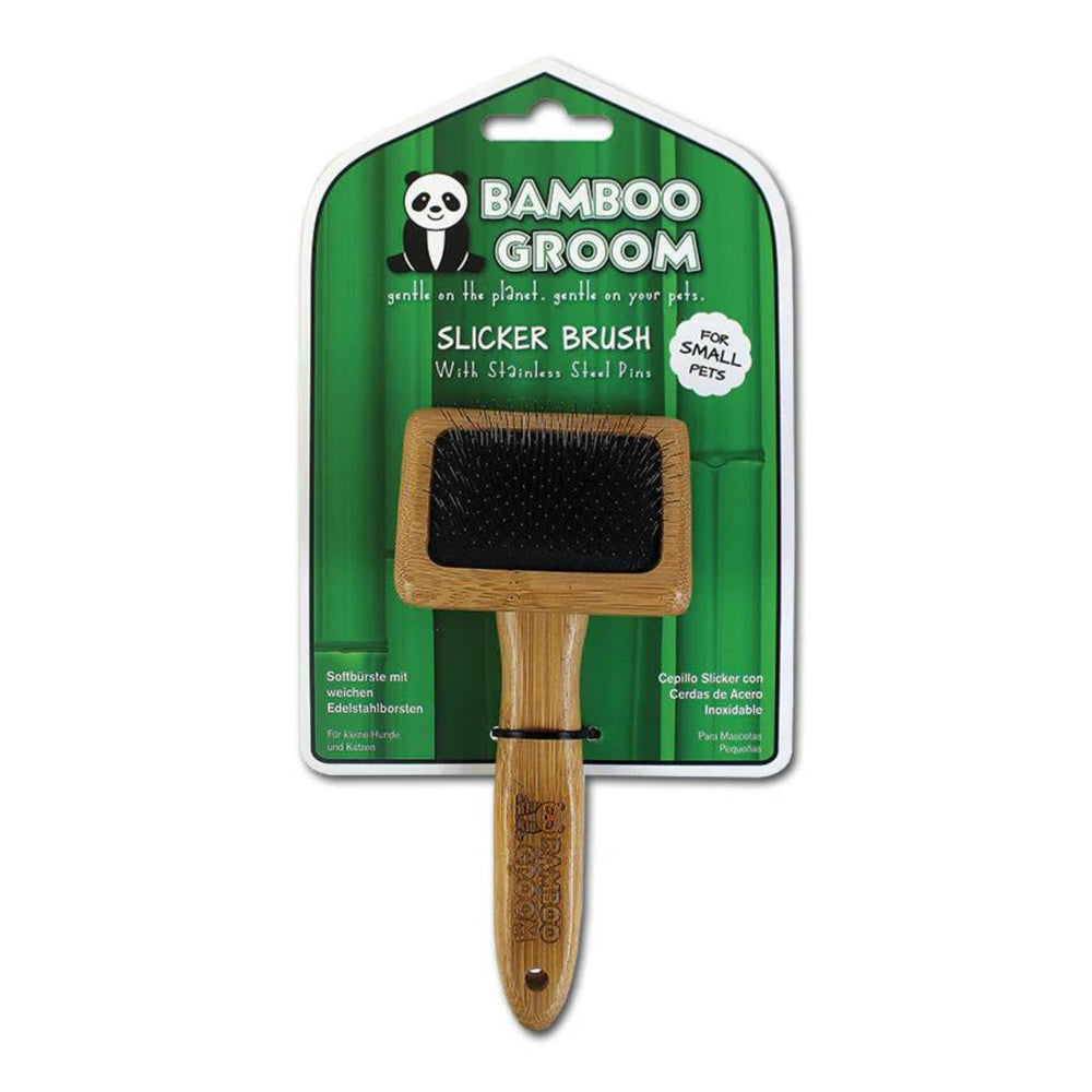 Bamboo Groom Slicker Brush Small for your Pet Dog with Pet Store X.