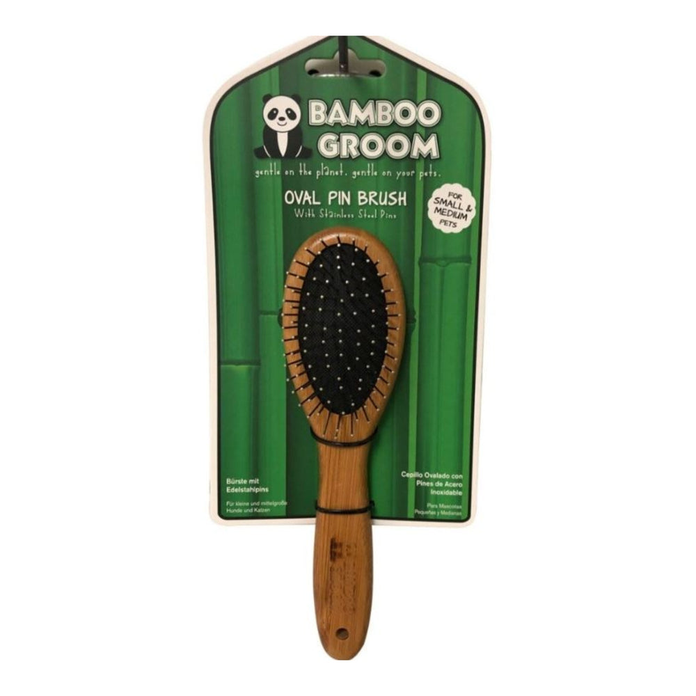 Bamboo Groom Curry Brush with Rubber Bristles for your Pet Dog with Pet Store X.