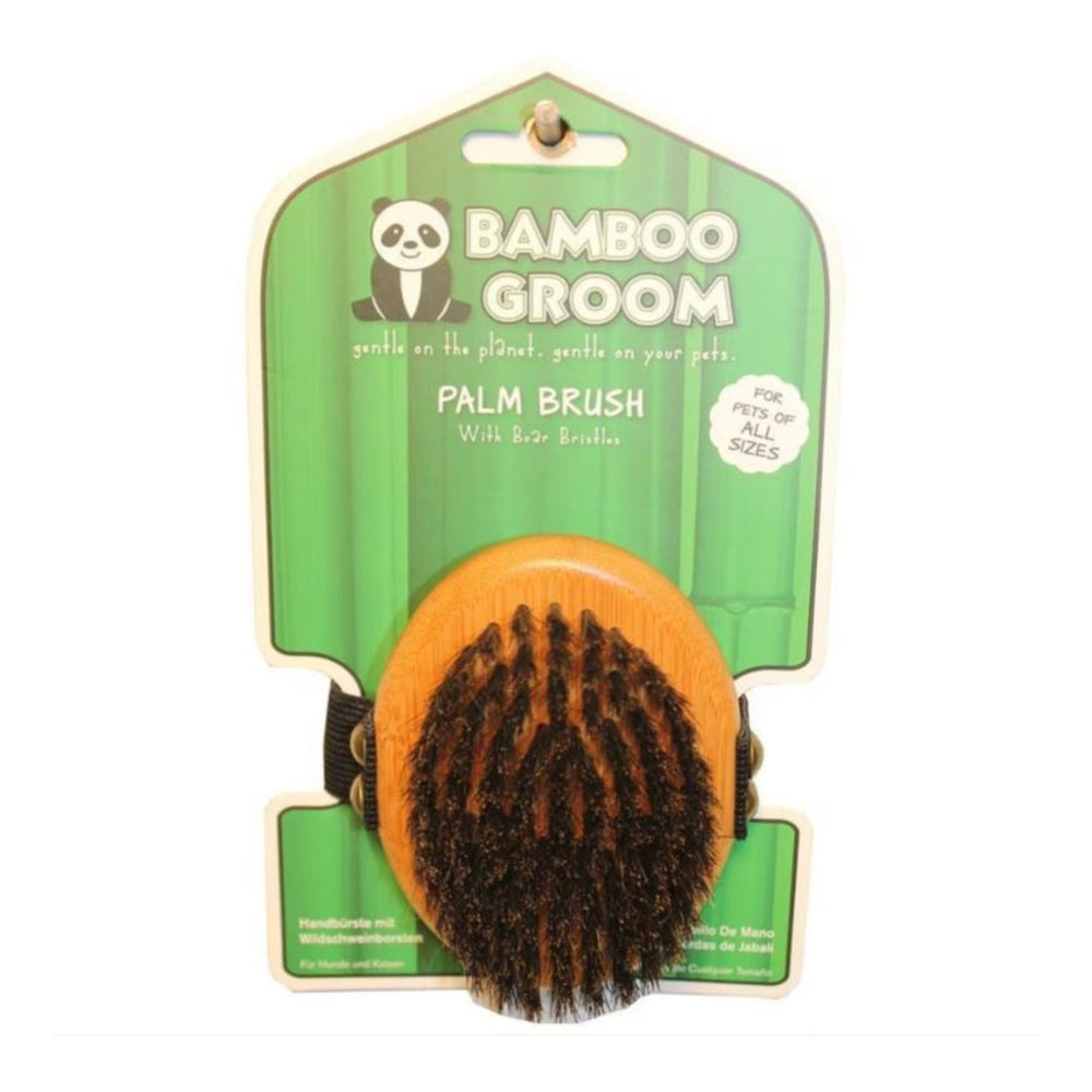 Bamboo Groom Palm Boar Bristle Brush for your Pet Dog with Pet Store X.