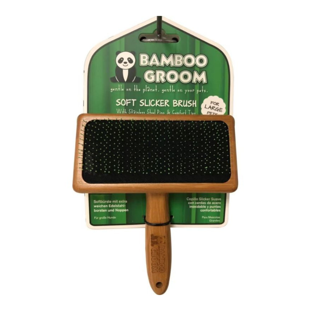 Bamboo Groom Soft Slicker Brush Large for your Pet Dog with Pet Store X.