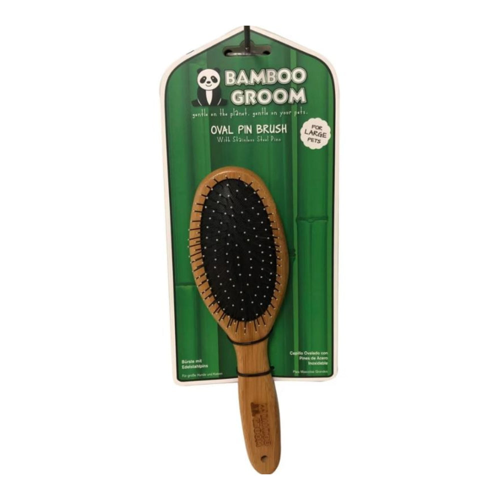 Bamboo Groom Oval Pin Brush Large for your Pet Dog with Pet Store X.