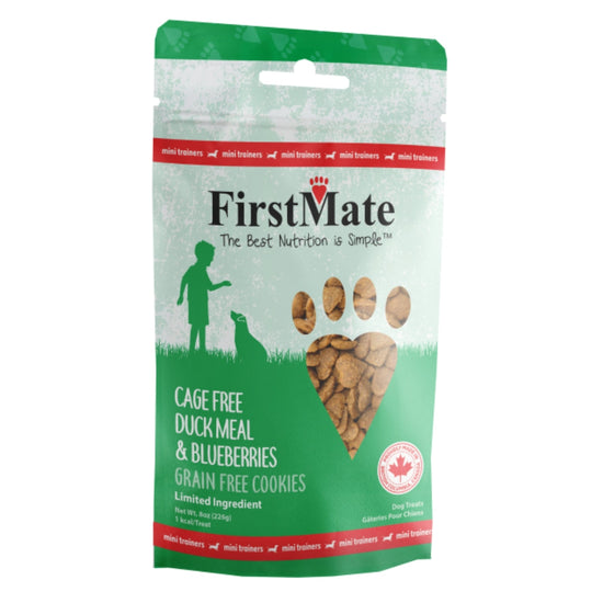 Firstmate Dog Limited Ingredient Grain Free  Mini Duck Blueberry Treat 8oz for your Pet Dog with Pet Store X!