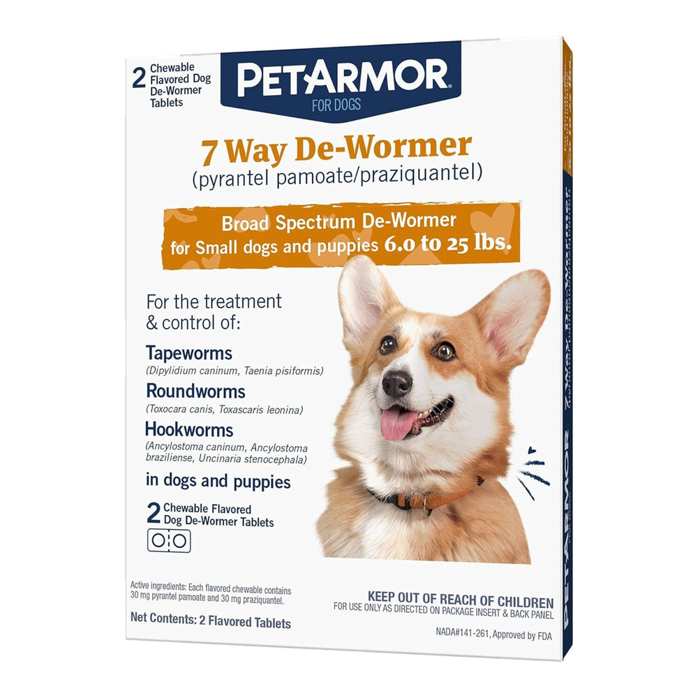 Petarmor 7 Way De-Wormer Chewable Dog 6-25 Lb-2 count