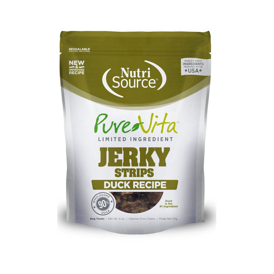 Pure Vita Dog Jerky Treat Duck 4oz for your Pet Dog with Pet Store X!