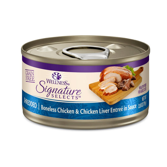 Wellness Cat Core Signature Select Shredded Chicken Liver Entrée 53oz (Case of 12) for your Pet Cat with Pet Store X!