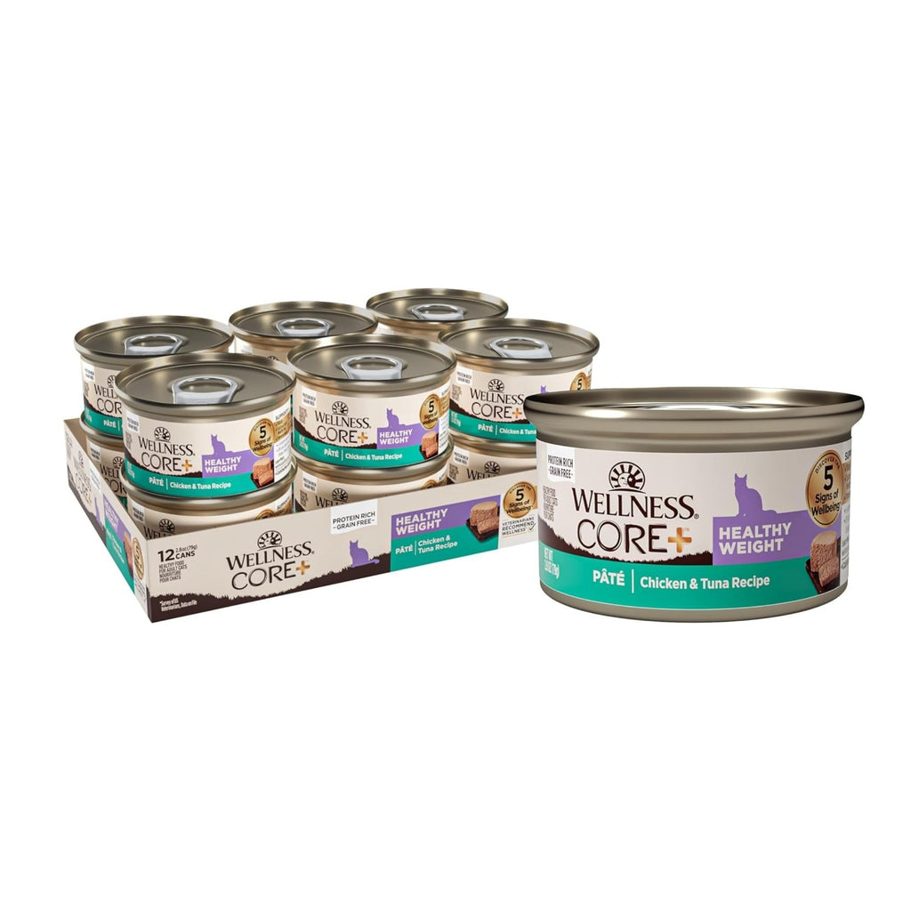 Wellness Core+ Cat Healthy Weight Chicken Tuna Grain-free Pate 28oz (Case of 12) for your Pet Cat with Pet Store X!