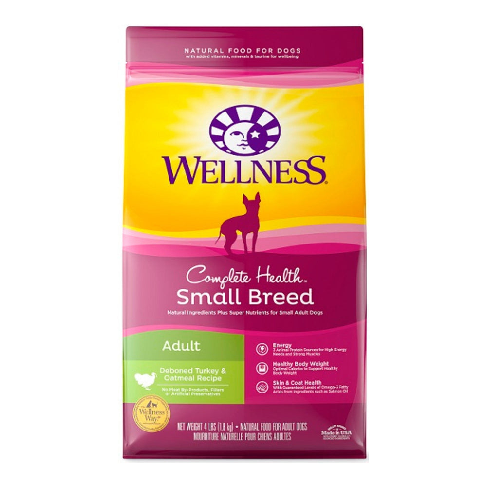 Wellness Dog Small Breed Turkey Oatmeal 4Lb Adult Complete Health