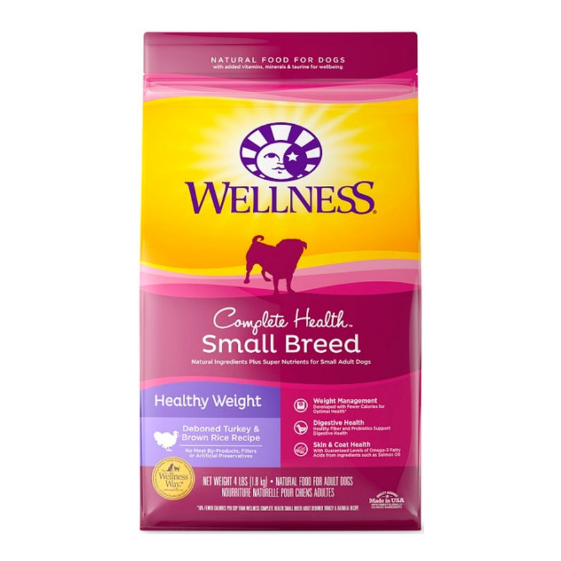 Wellness Dog Small Breed Healthy Weight 4Lb Turkey Brown Rice Complete Health for your Pet Dog with Pet Store X!