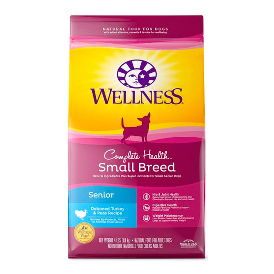 Wellness Dog Small Breed Senior 4Lb Turkey Peas Complete Health for your Pet Dog with Pet Store X!