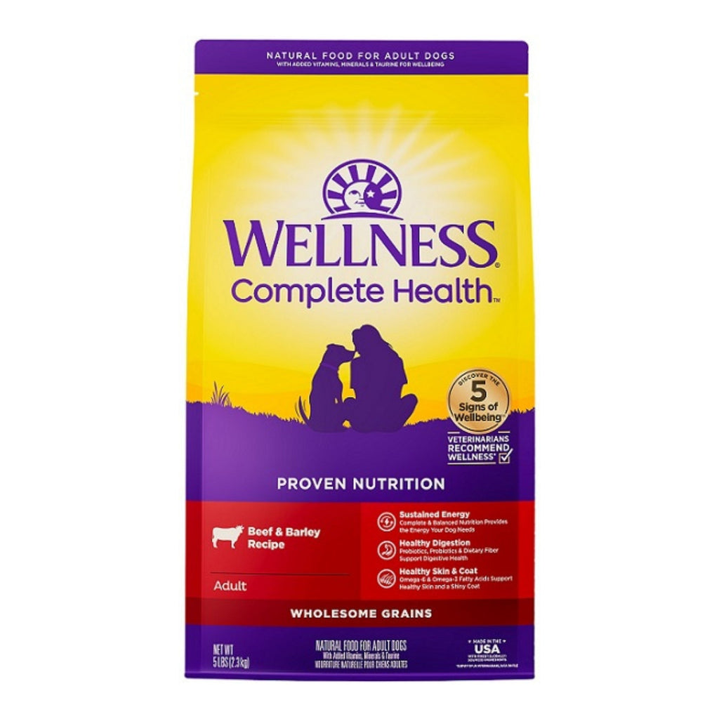 Wellness Complete Health 5Lb Beef Barley Adult for your Pet Dog with Pet Store X!