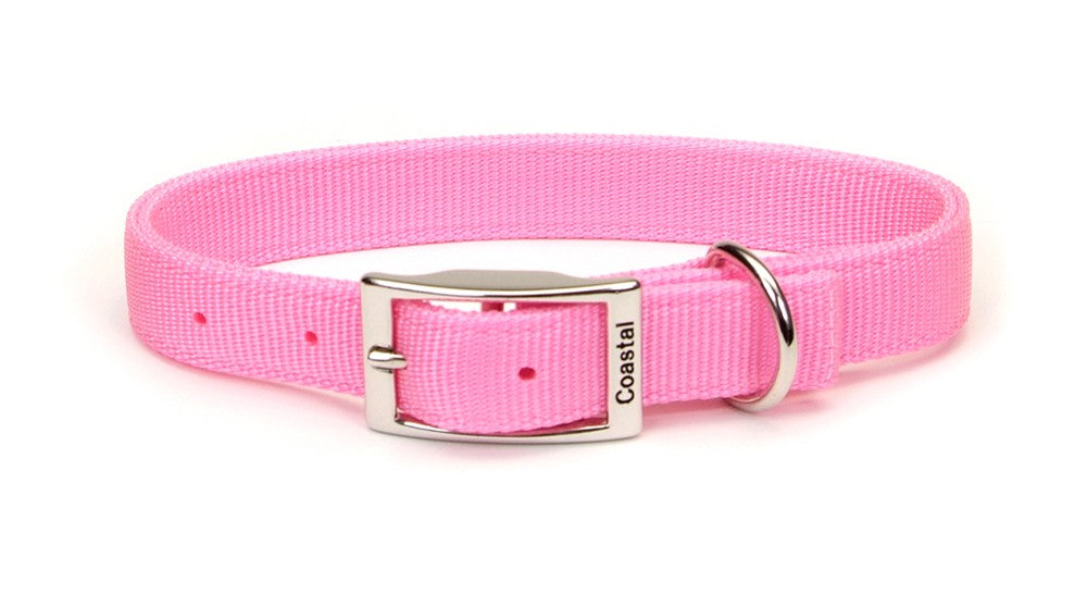 Coastal Double-Ply Nylon Dog Collar Pink Bright 1ea/1 In X 20 in for your Pet Dog with Pet Store X.