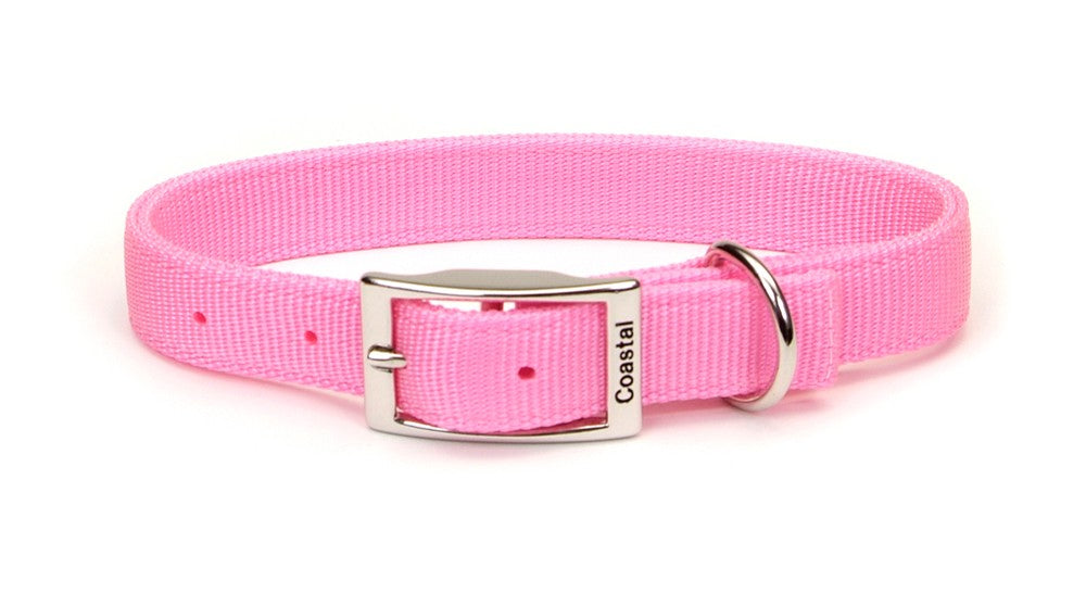 Coastal Double-Ply Nylon Dog Collar Pink Bright 1ea/1 In X 24 in for your Pet Dog with Pet Store X.