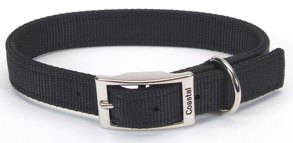 Coastal Double-Ply Nylon Dog Collar Black 1ea/1 In X 20 in for your Pet Dog with Pet Store X.