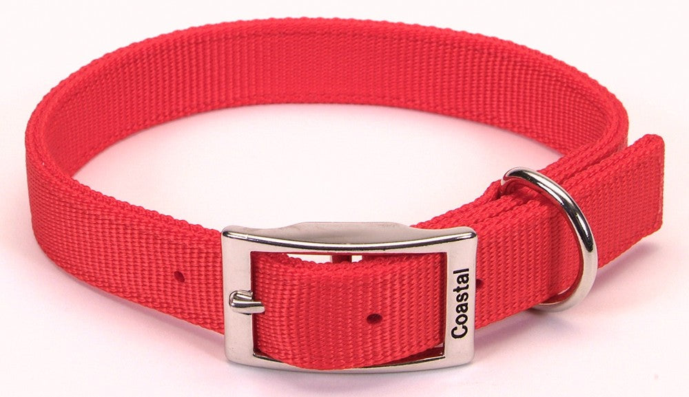 Coastal Double-Ply Nylon Dog Collar Red 1ea/1 In X 20 in for your Pet Dog with Pet Store X.