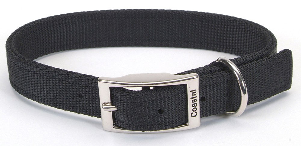 Coastal Double-Ply Nylon Dog Collar Black 1ea/1 In X 24 in for your Pet Dog with Pet Store X.