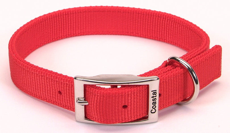 Coastal Double-Ply Nylon Dog Collar Red 1ea/1 In X 24 in for your Pet Dog with Pet Store X.