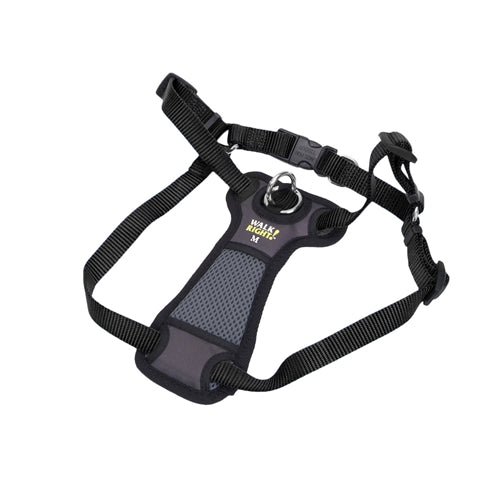 Walk Right Front-Connect Padded Dog Harness Black 1ea/MD, 20-30 in