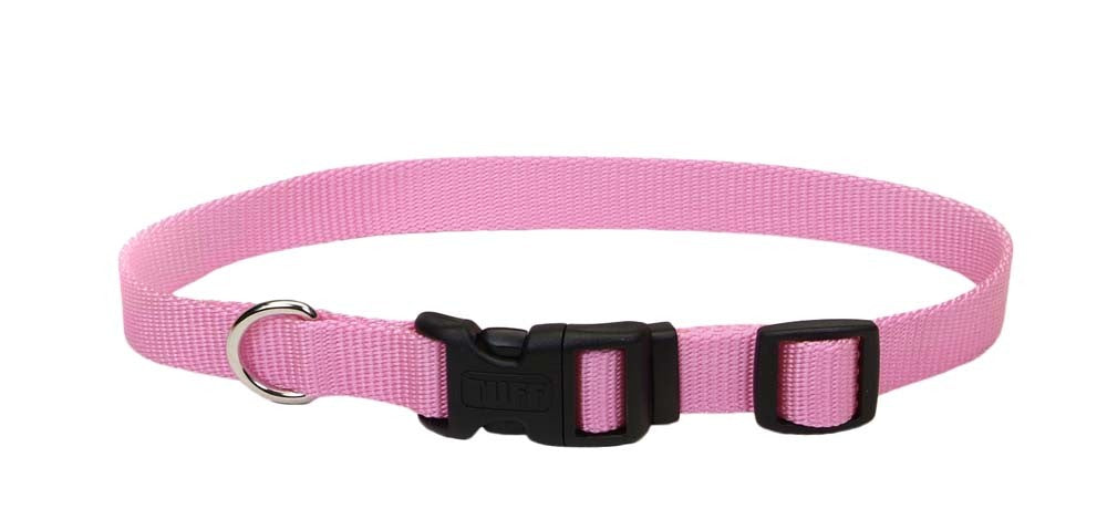 Coastal Adjustable Nylon Dog Collar with Plastic Buckle Bright Pink 1ea/5/8 In X 10-14 in