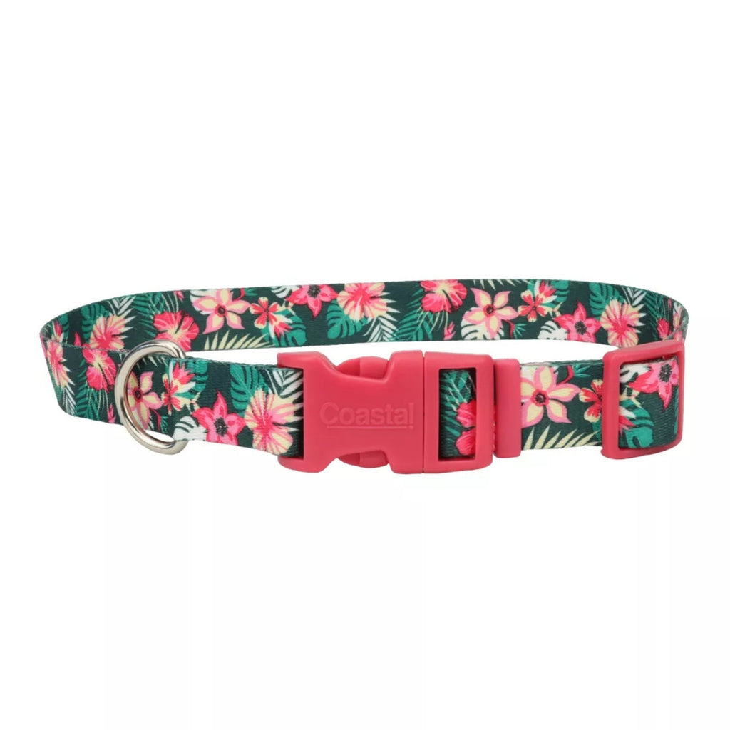 Styles Adjustable Dog Collar Tropical Flower Small 5/8 x 10-14 In