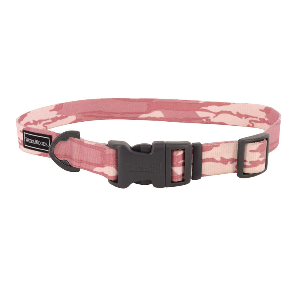 Coastal Water and Woods Adjustable Dog Collar Bottomland Pink 1ea/14-20 in for your Pet Dog with Pet Store X.