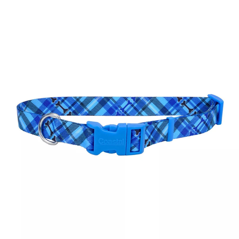 Styles Adjustable Dog Collar Plaid Medium 3/4 x 14-20 In